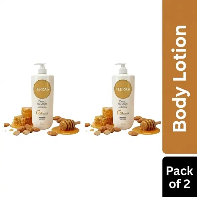 Terra 8 Nourishing Non-Sticky Body Lotion (Pump) 2X400 ml (Pack of 2)