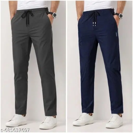 Cotton Pants for Men, Grey, Pack of 2 (28)