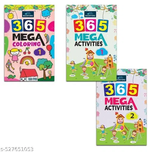 365 Mega Coloring 1, 365 Mega Activity 1 & 365 Mega Activity 2 Books For Kids Set Of 3 for kids