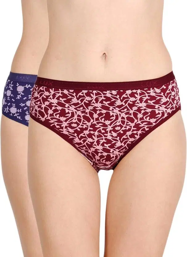 Cotton Blend Printed Briefs for Women, Pack of 2, Multicolor (XL)