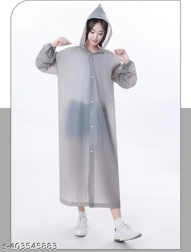 Polyester Rain Coat for Men & Women, Grey, Free Size