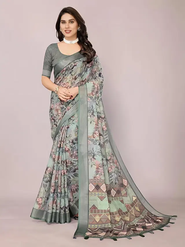 Silk Woven Design Saree for Women, Sea Green (6.3 m)