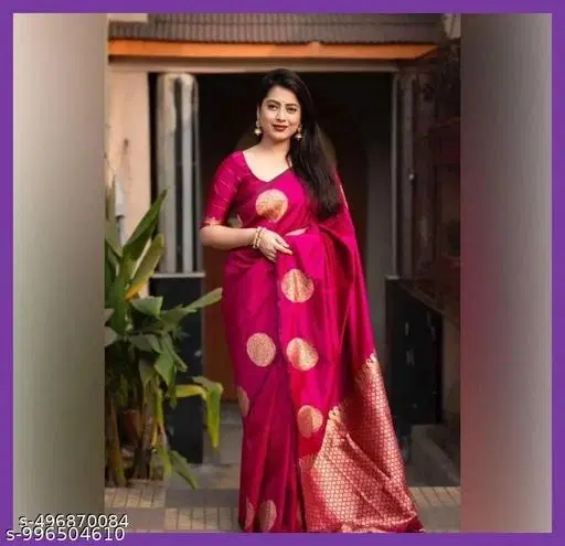 Elegant Banarasi Silk Saree for Women (Purple, Free Size)