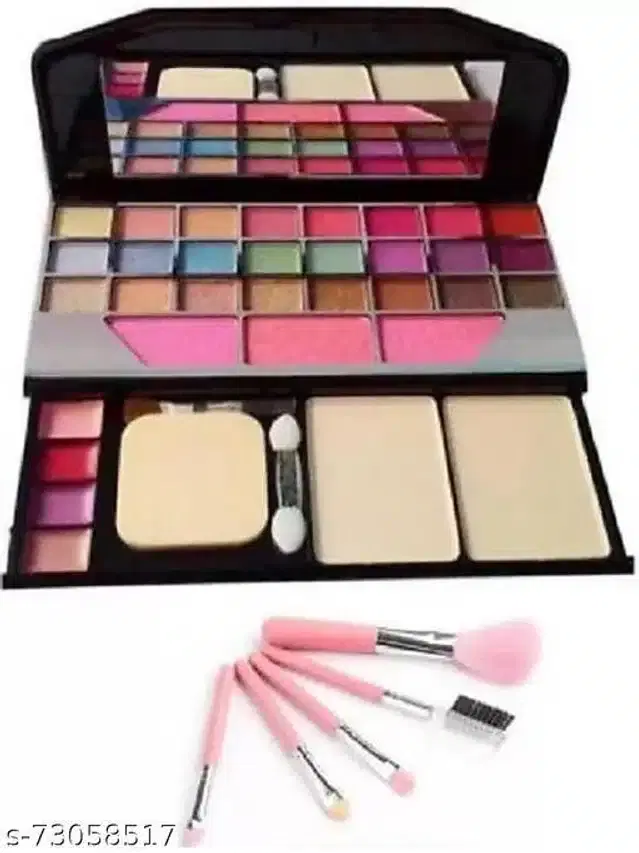 Eye Shadow Palette with 5 Pcs Makeup Brushes, Multicolor, Set of 2