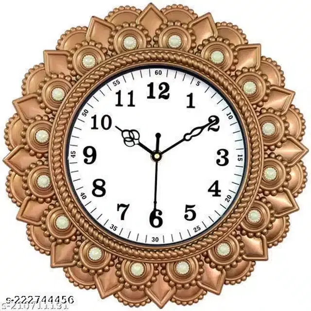 Designer Analog Wall Clock, Bronze & White