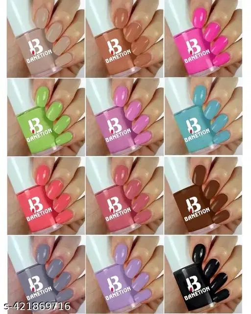 Banetion Matte Nail Polish, Multicolor, Pack of 12