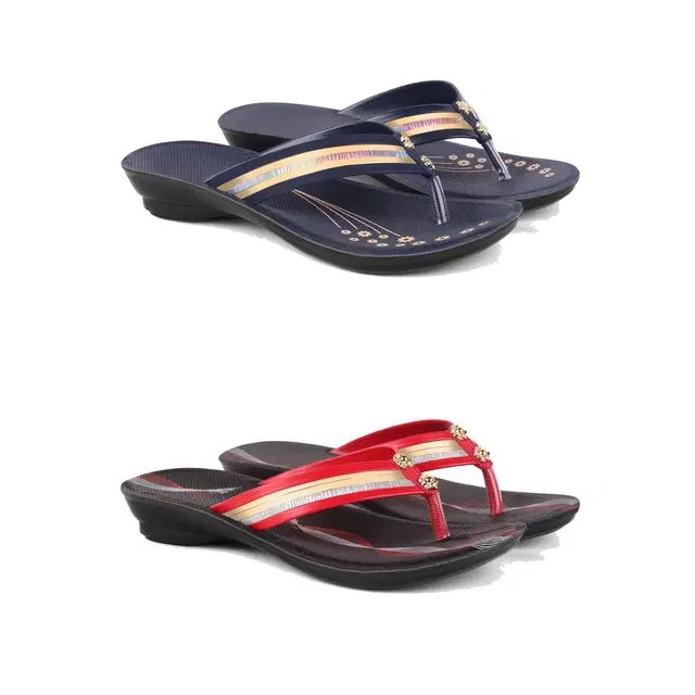 Flats for Women, Set of 2 (Multicolor, 5)
