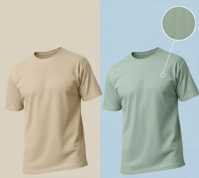 Polyester Round Neck T-shirt for Men, Multicolour, Pack of 2 (M)