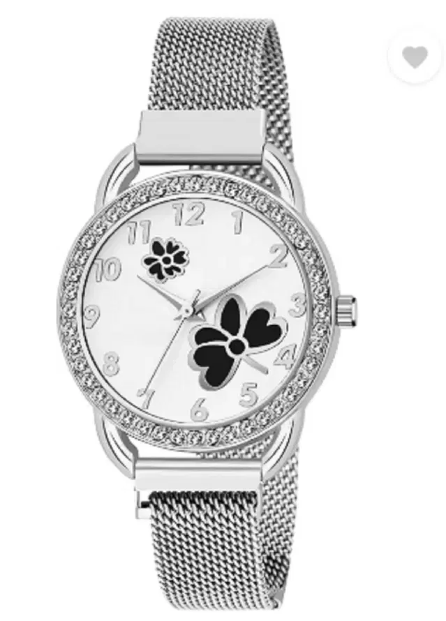 Analog Watch for Women & Girls (Silver)