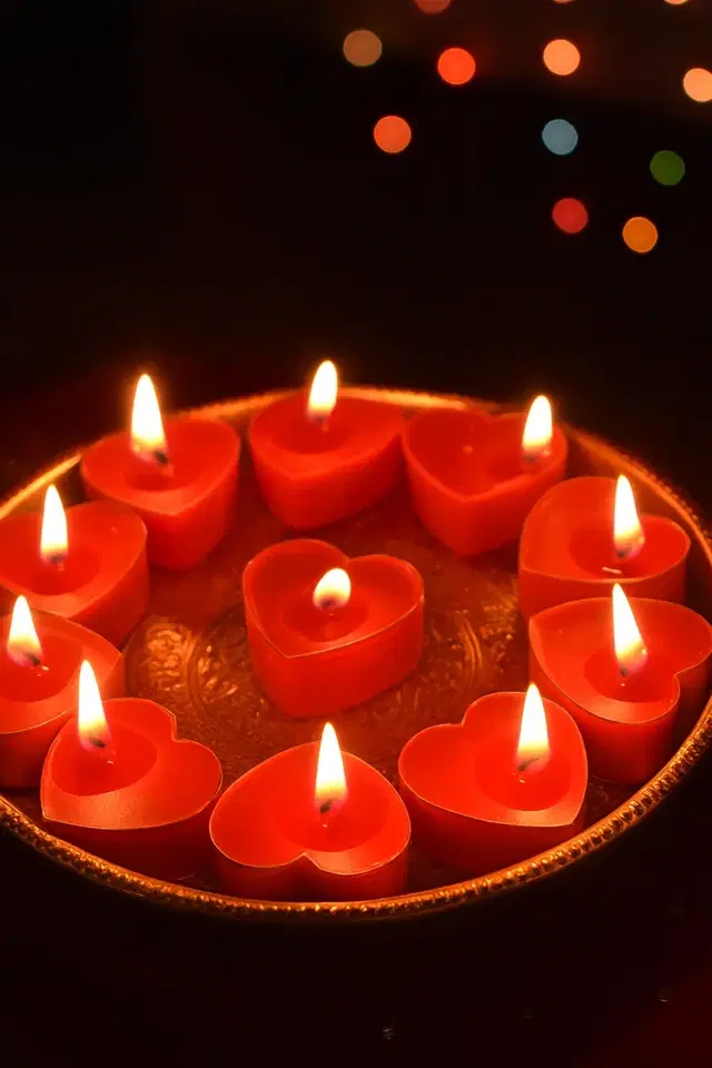 12 Pcs Tea Light Candles Romantic Heart-Shaped Rose Scented Candles for Anniversary Valentine's Day Wedding Birthday Christmas Decorations, Pack of 12