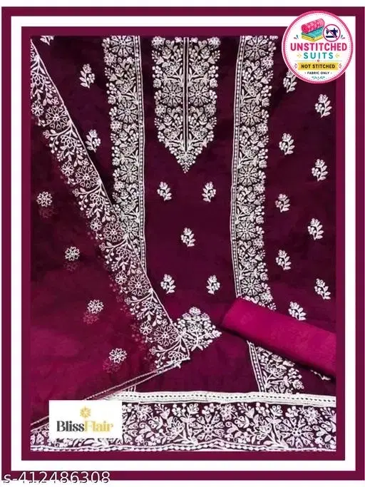 Embroidered Floral Patiala Suits for Women (Purple, Un Stitched)
