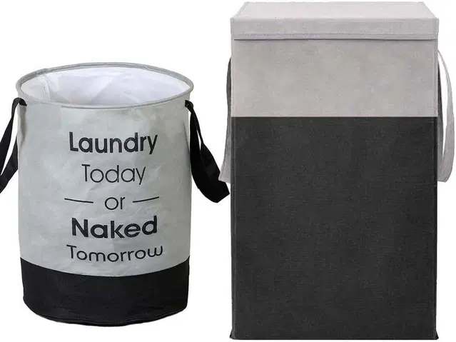 Canvas Laundry Basket,Multicolor,  (Pack Of 2)