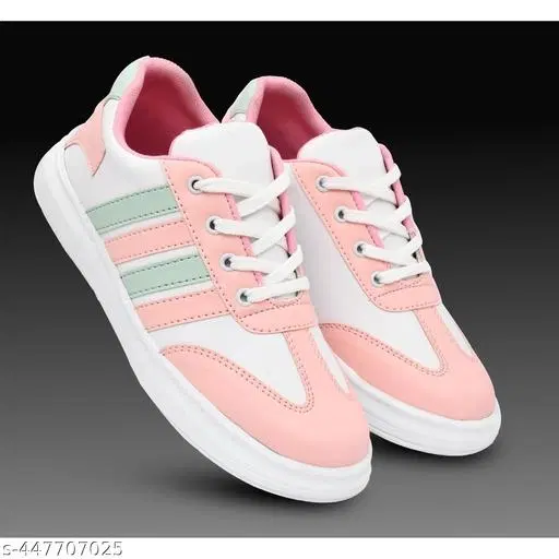 Sneakers for Kids (White & Pink, 5-5.5 Years)