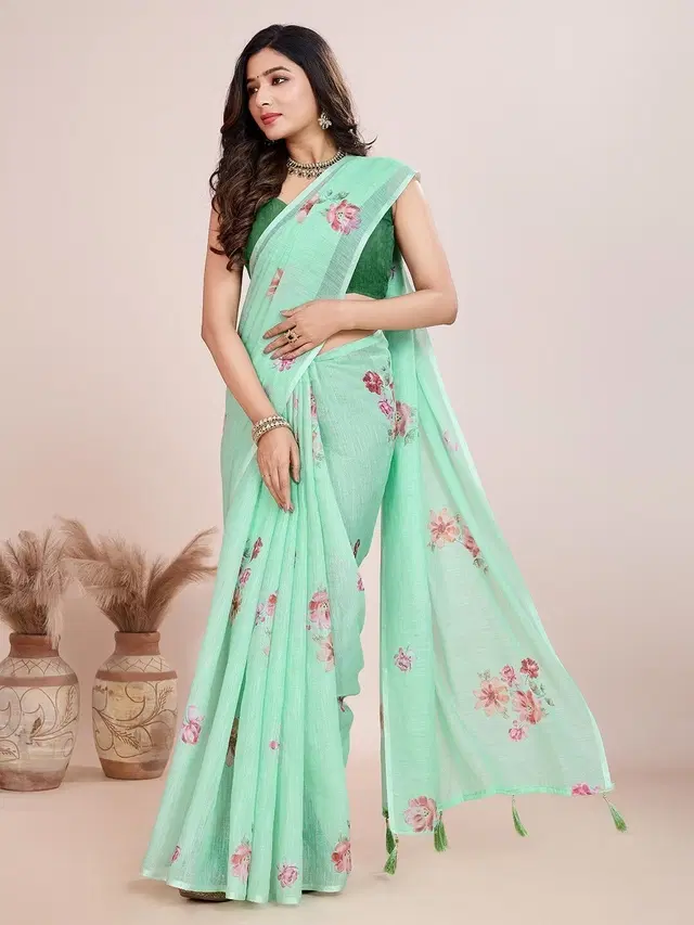 Silk Woven Design Saree for Women, Sea Green (6.3 m)