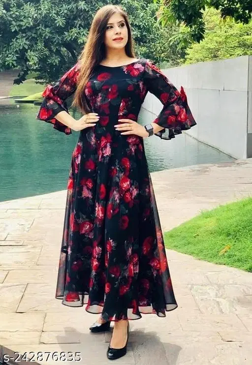 Elegant Gown for Women (Black, L)