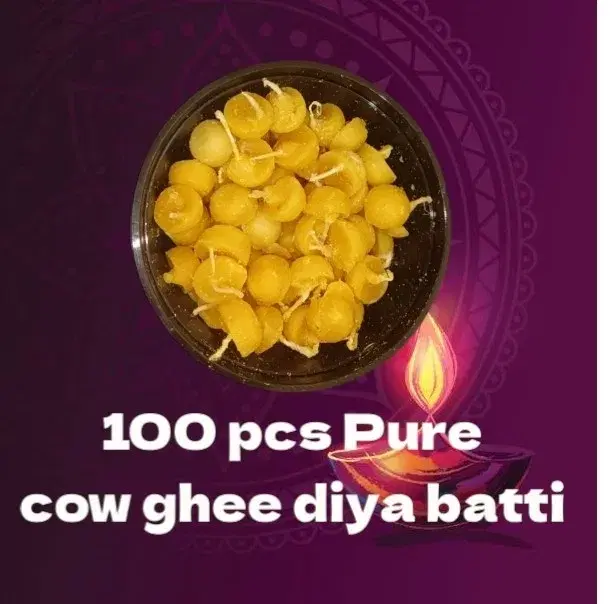 Cotton Cow Ghee Diya Batti, Pack of 100