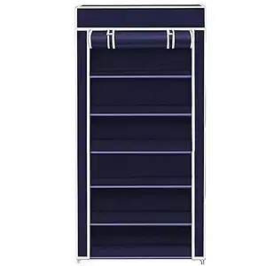 Plastic Foldable Shoe Rack 6 Shelves, Blue