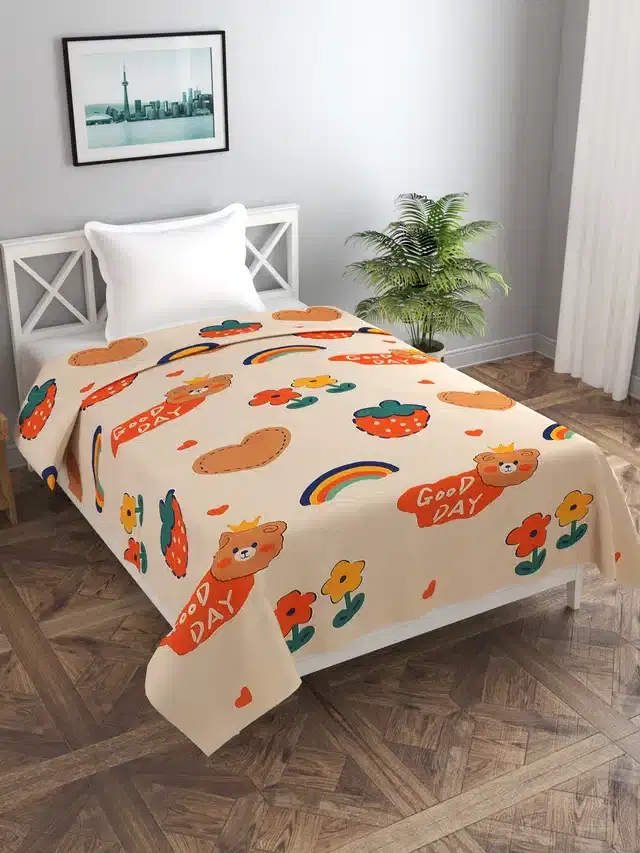 Printed Single Duvet Cover with Zipper, Multicolor, 60x90 Inches