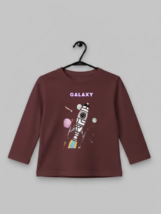 Cotton Printed T-Shirt For Kids, Maroon, 2-3 Years, Pack Of 1