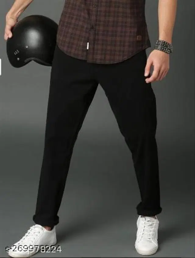 Denim Slim Fit Jeans for Men (Black, 32)