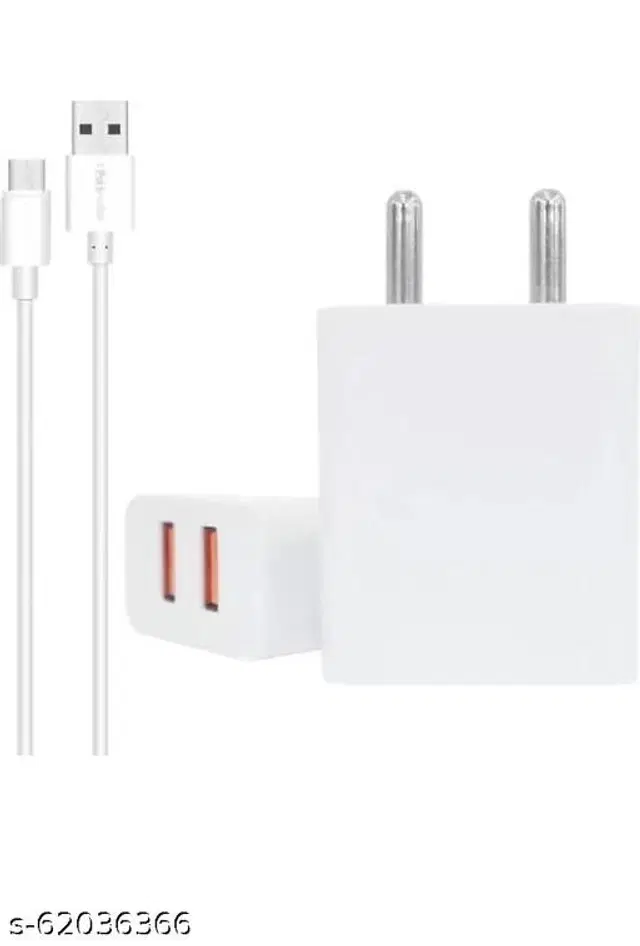 USB to Type B Data Cable with Adaptor Mobile Charger Set, White