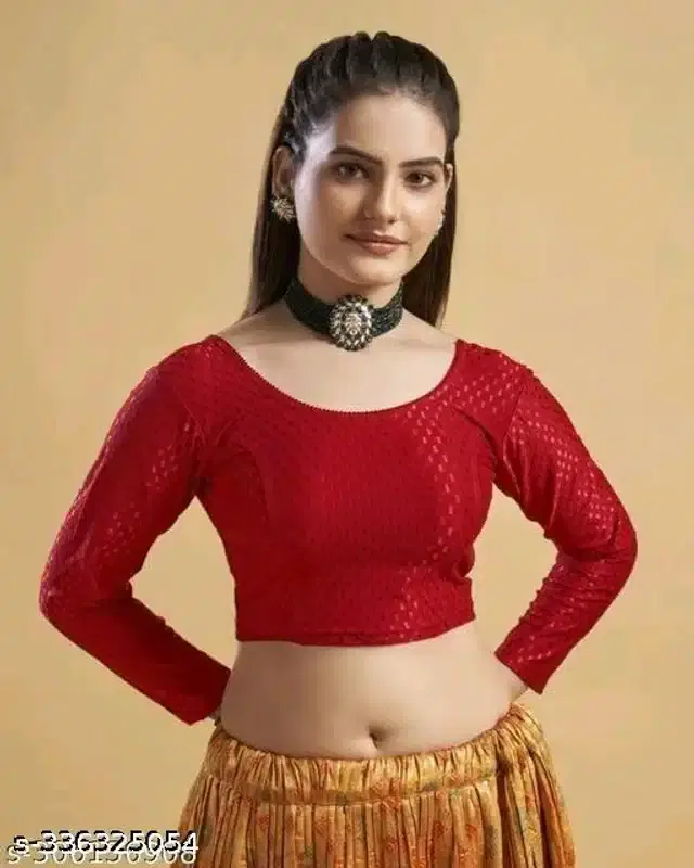 Full Sleeves Blouse for Women (Red, 28)