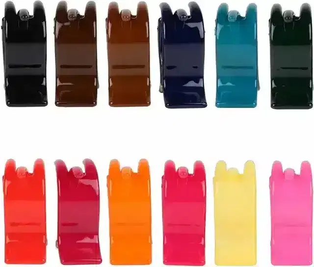 Acrylic Hair Clips/Claw/clutch for Women & Girls Hair Clip, Pack Of 12 (Multicolor)