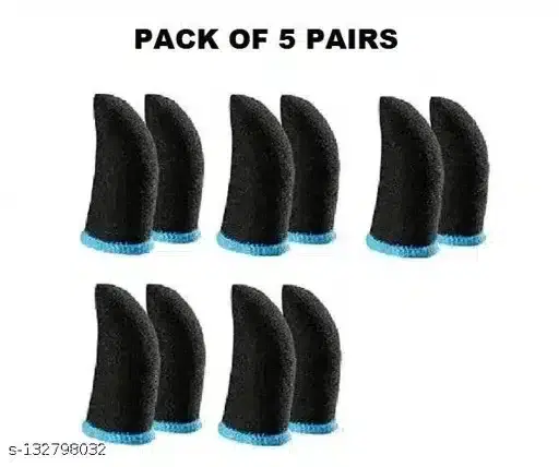Elastane Pubg Finger Sleeves For Gaming, Black, Pack Of 5, Dv-22