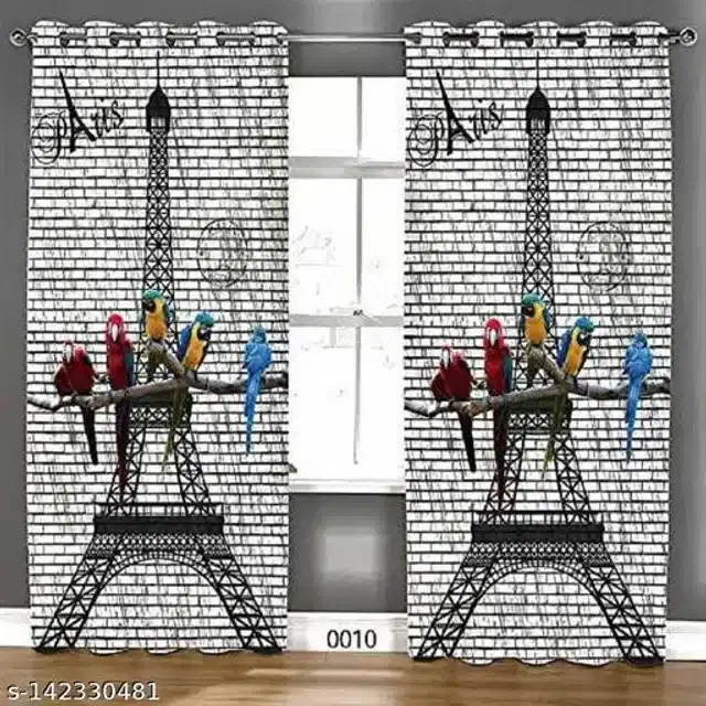 Polyester Window Curtain, Multicolor, 5 Feet, Pack of 2