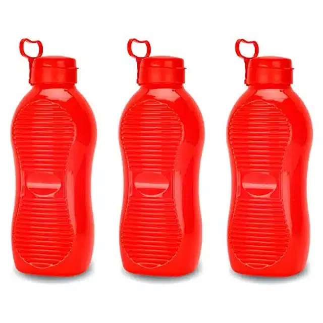 Airtight Plastic Water Bottle with Lid, Red, 2000 ml, Pack of 3
