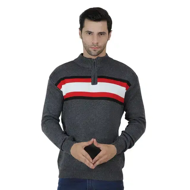Full Sleeve Sweater for Men (Grey, L) (J31)