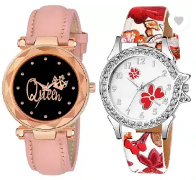 Analog Watch for Women, Pack of 2 (Multicolor)