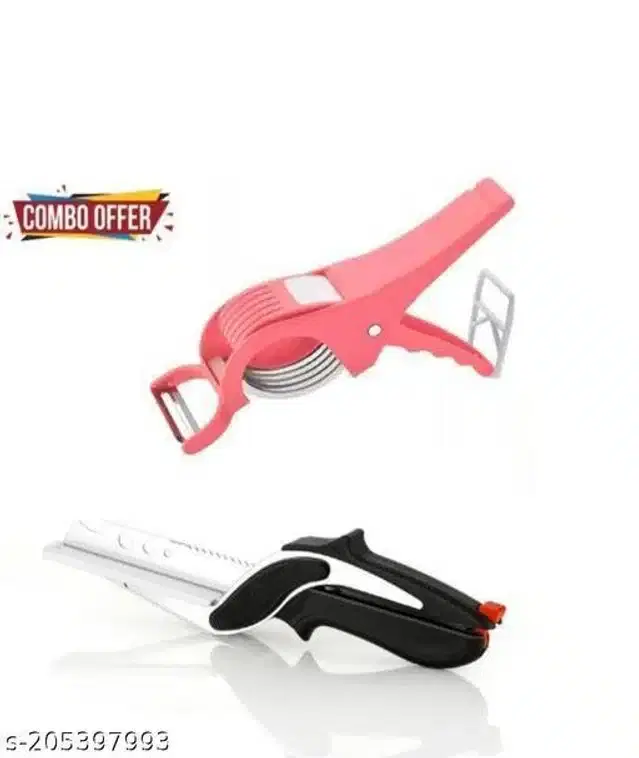 Combo of Clever Cutter & Vegetable Slicer, Black & Pink, Combo of 2