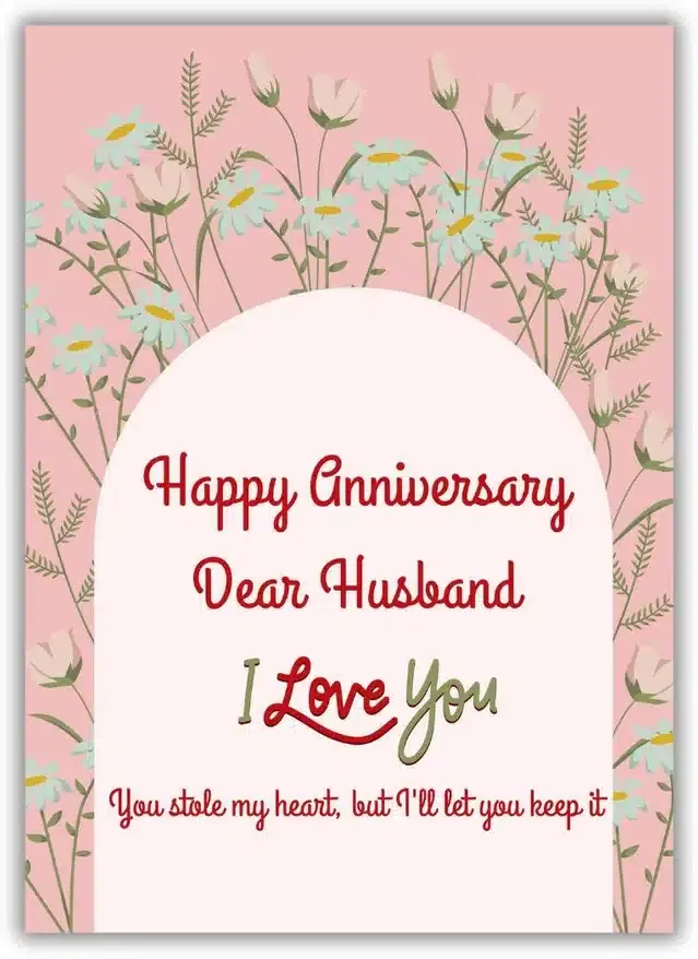 Printed Anniversary Greeting Card for Husband, Multicolor
