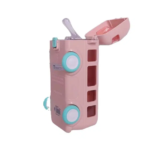 Plastic Bus Shape Sipper Bottle for Kids, Multicolor (1000 ml)