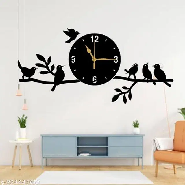 Wooden Wall Clock for Home, Black