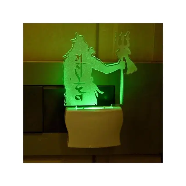 Lord Shiva With Trishul 3d Acrylic Led Night Lamp (Plug-in)