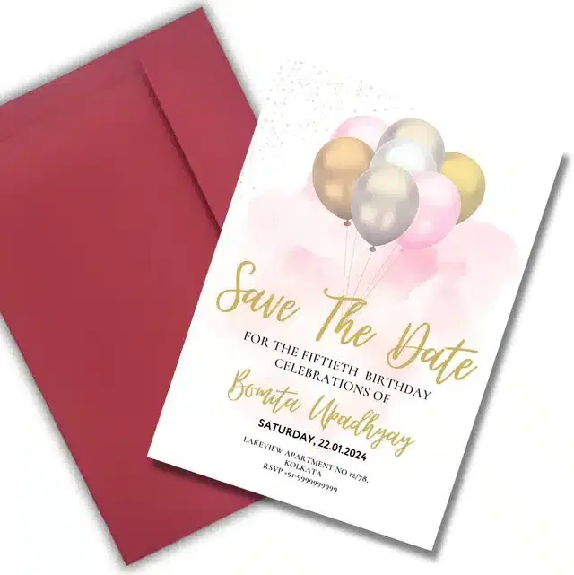 Birthday Party Greetings with Envelope, Multicolor