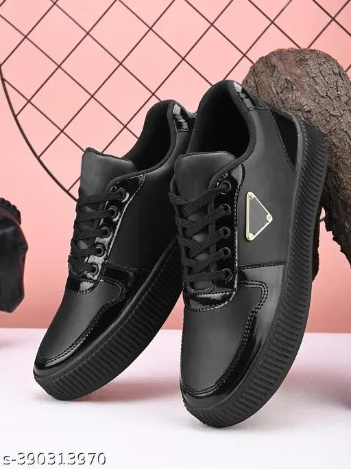 Casual Sneakers for Men (Black, IND-6)