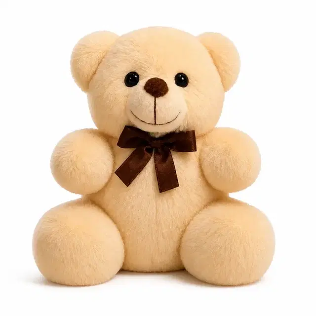 TOYTALES Teddy Bear With Cute Bow, Cream 25cm