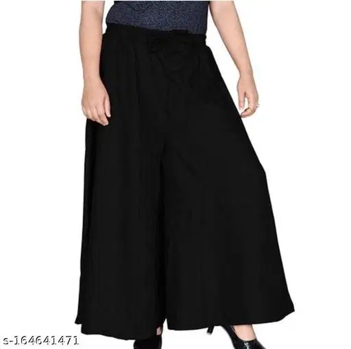 Palazzo Pants for Women (Black, 26)