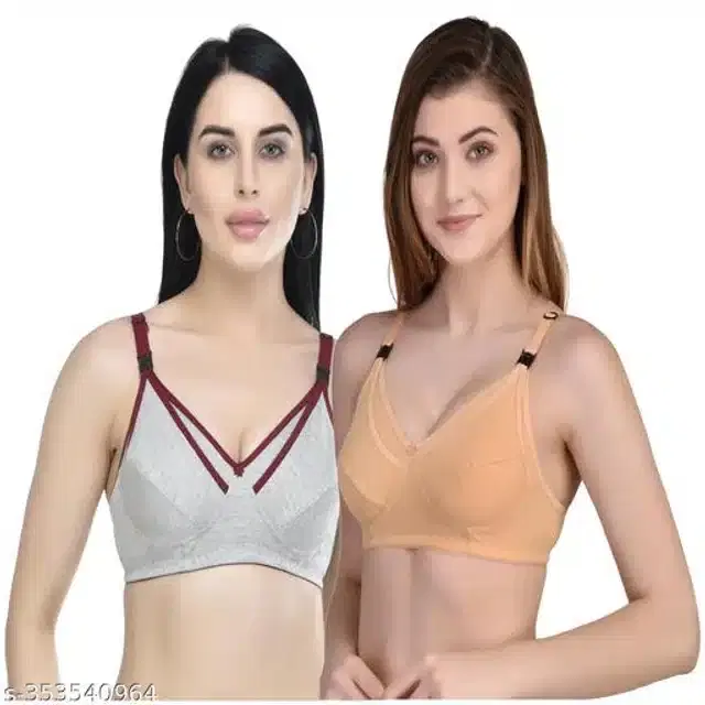 Polycotton Feeding Bra for Women, Pack of 2 (Assorted, XXL)