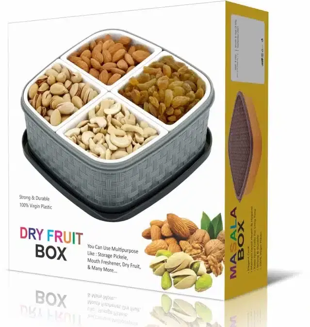 Dry Fruit Box with Lid, Grey