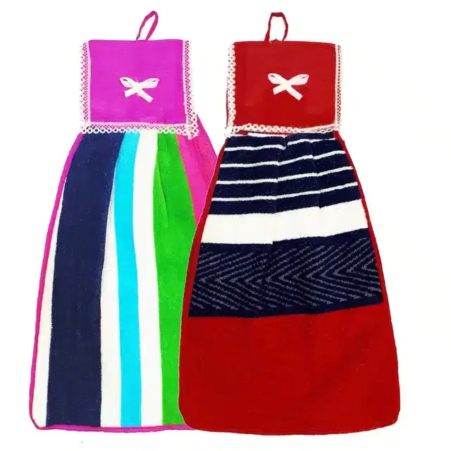 Cotton Hanging Hand Towel, Multicolor, Pack of 2
