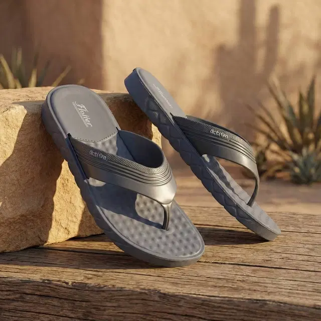 action Flip Flops for Men (Grey, 6)