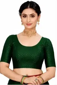 Readymade Stretchable Polyester Blouses for Women ,Green (M)