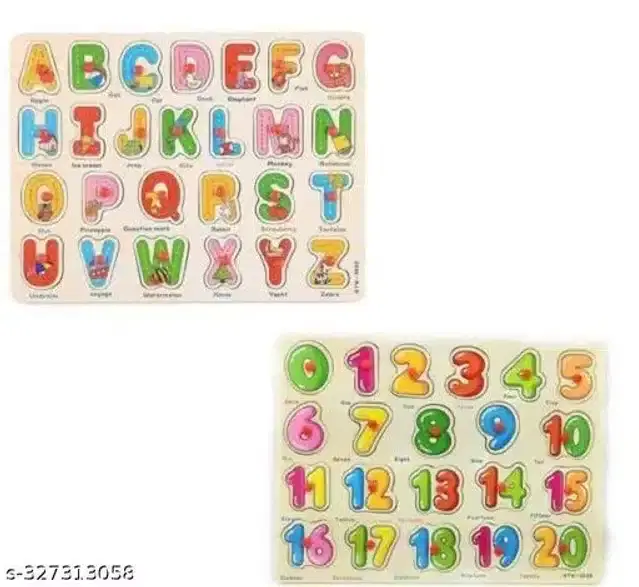 Wooden Educational Puzzle for Kids, Multicolor, Pack of 2