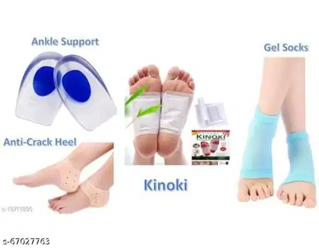 Anti-Crack Heel, Gel Socks, Ankle Support & Kinoki Detox Patches, Assorted, Set of 4