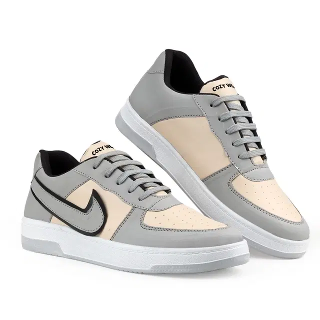 Sneakers for Men (Grey & Beige, 6)