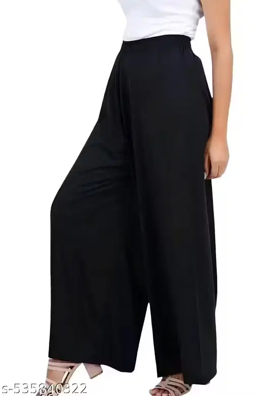 Women's  Stylish Black Sarina Palazzo (Solid), Solid  (XL)